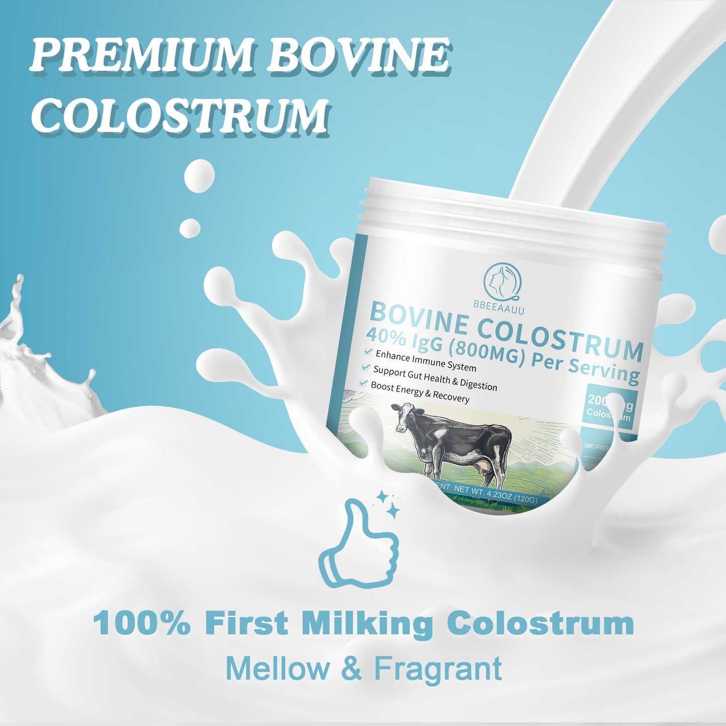 Bovine Colostrum Supplement 2000mg, Colostrum Powder 40% IgG