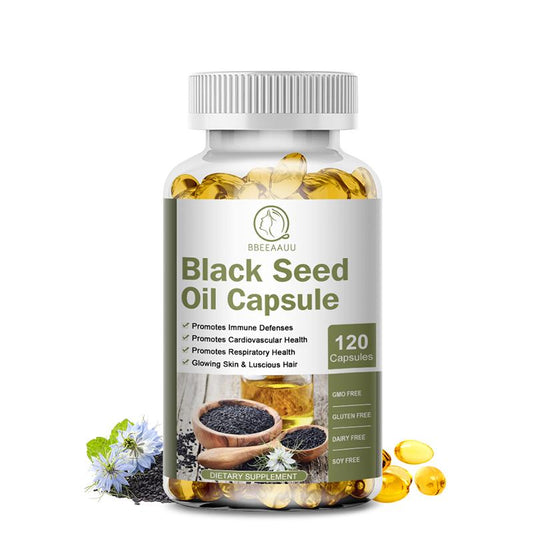 Bbeeaauu Black Seed Oil Capsules, 100% Virgin, Cold Pressed Source of Omega 3 6 9, Super Antioxidant for Immune Support, Joints, Digestion, Hair & Skin, 120 Caps