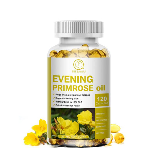 Bbeeaauu Evening Primrose Oil Capsules 400mg Standardized to 10% GLA Cold-Pressed for Purity Helps Promote Hormone Balance