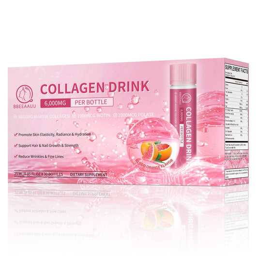 Collagen Drink with 6000mg Marine Collagen Peptides, Blood Orange Flavor