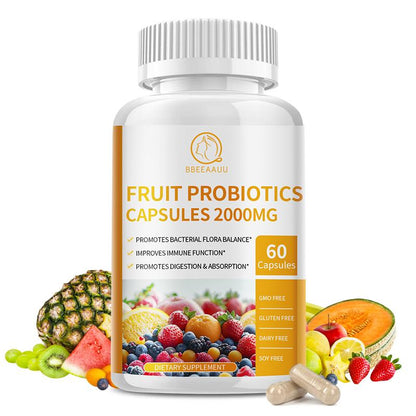 BBEEAAUU probiotic 60 billion CFU-36 strains+organic prebiotic complex+digestive enzyme complex+fruit complex intestinal health support