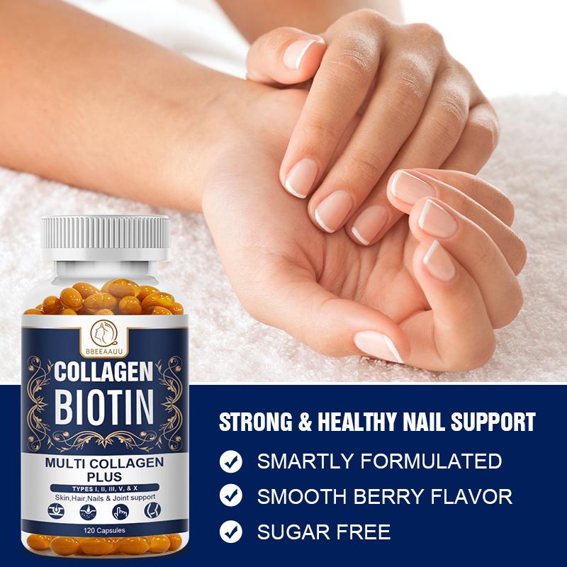 BBEEAAUU Collagen Biotin Capsules EXTRA STRENGTH HAIR, SKIN and NAILS Hair Care Hair Growth Essential Oil Repair Hair Follicle