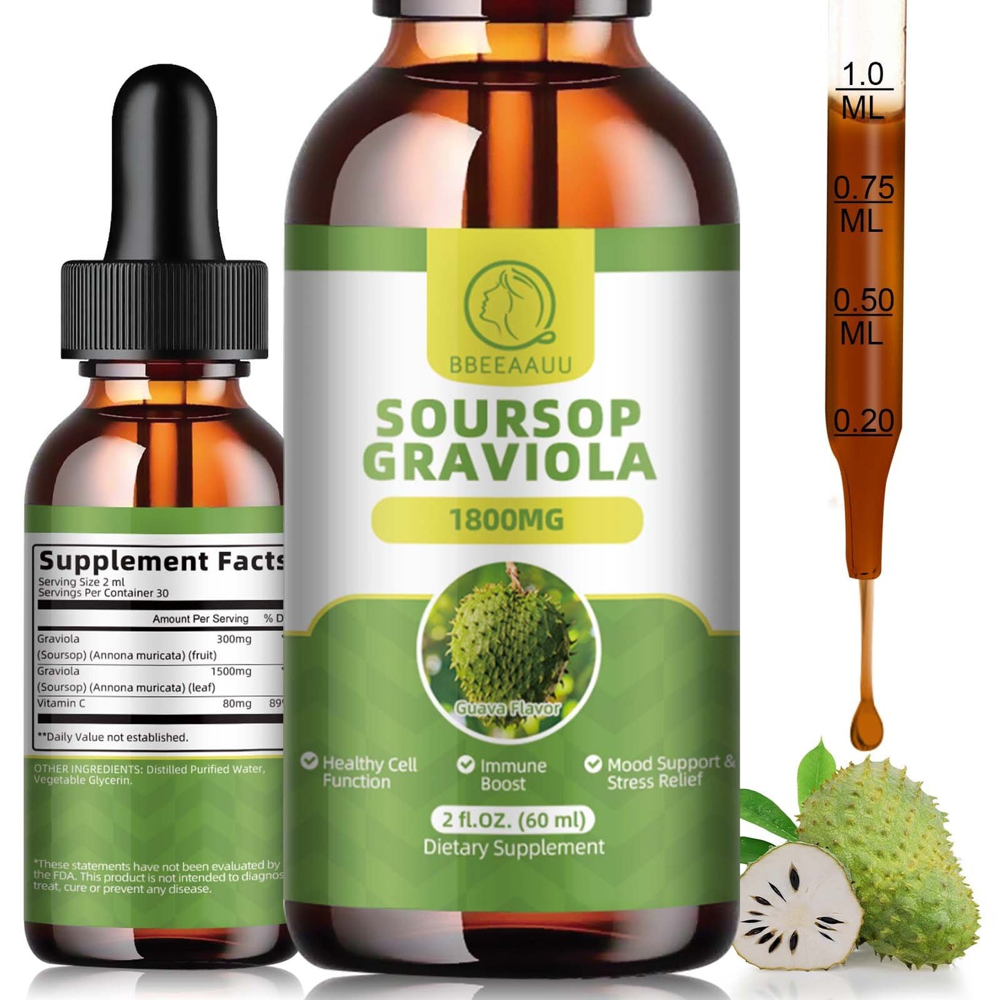 Soursop Graviola Liquid Drops Gluten-free Supplement