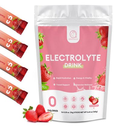 BBEEAAUU Electrolytes Powder No Sugar & 0 Calorie, Electrolytes Drink Mix, Variety Hydration Packets with Vitamins for Rapid Hydration, Endurance & Energy Supplement, Non-GMO, Vegan (16 Sticks)