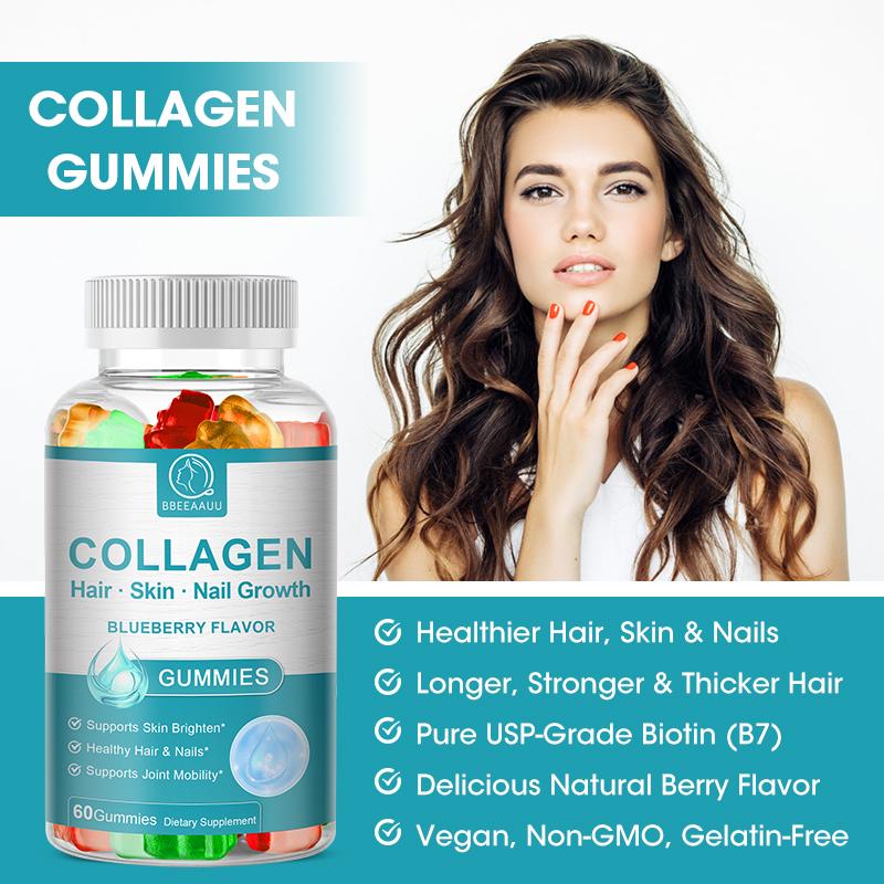 Bbeeaauu Collagen Gummies 10000mcg with VitaminA, C, D，E，B3 ,B6 for Na