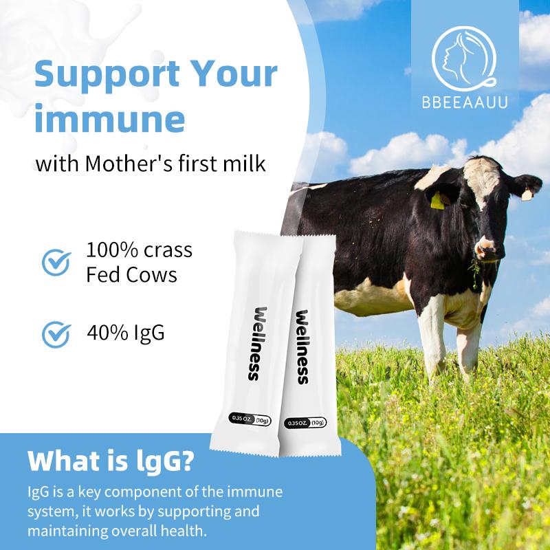 40% IgG Pure Bovine Colostrum Supplement Whey Protein with Probiotic Promote Growth &amp; Height, Muscle Build, Improve Immune &amp; gut