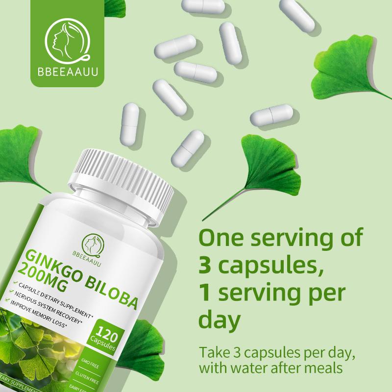 BBEEAAUU Ginkgo Biloba 200MG Leaf Capsules