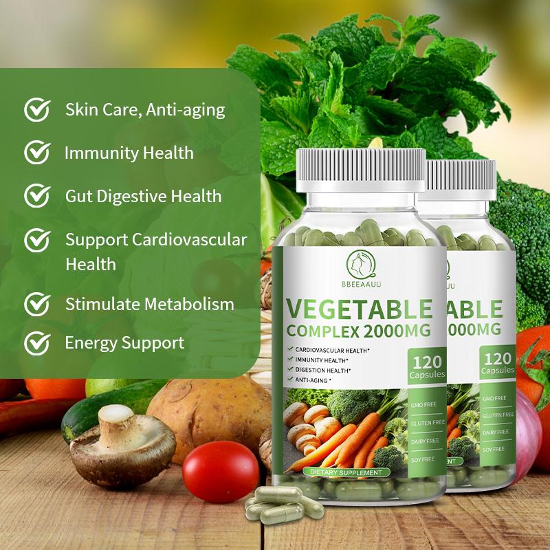 Organic vegetable supplements vegetarian capsules rich in natural vitamins support energy and immune health