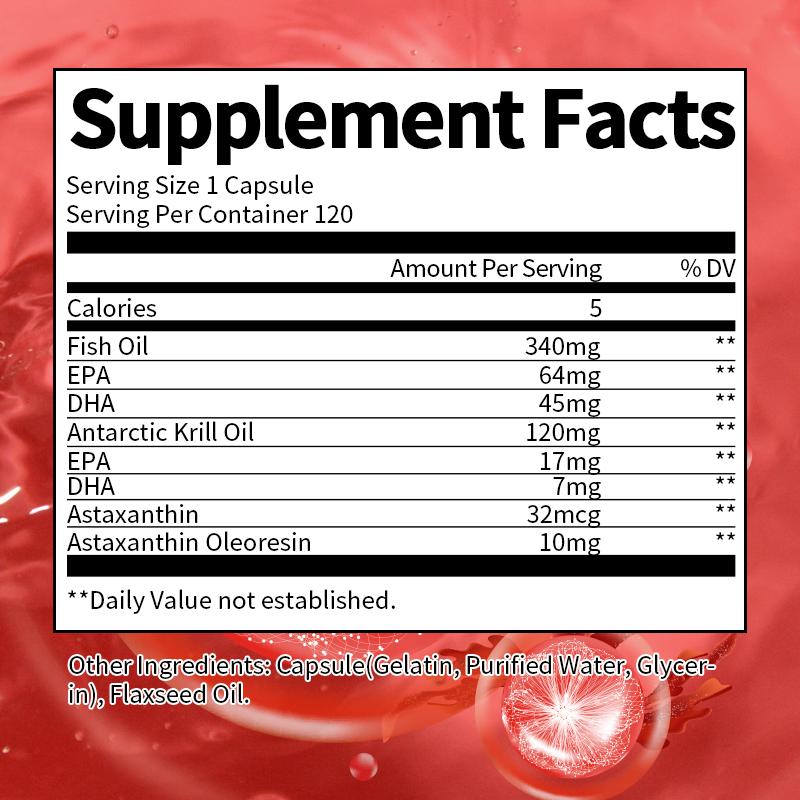 Astaxanthin Supplement - Natural Algae Antioxidant for Eyes,Skin & Joints - Maximum Absorption,Non-GMO & Gluten Free - 120 Softgels