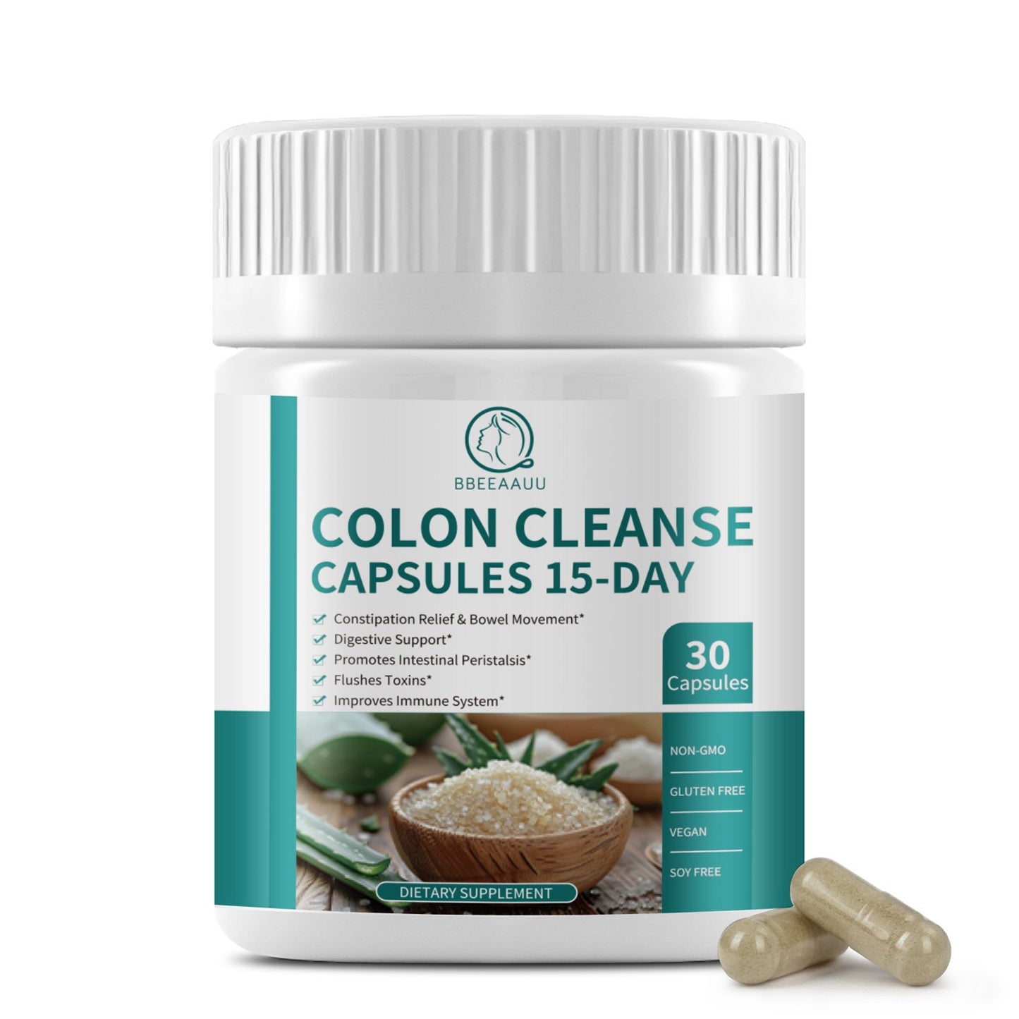 Colon Cleanse 15 Day Gut Cleanse Capsules, Help Bowel Movement & Toxins Remove, for Men & Women, Psyllium Husk Herbs for Intestinal Health