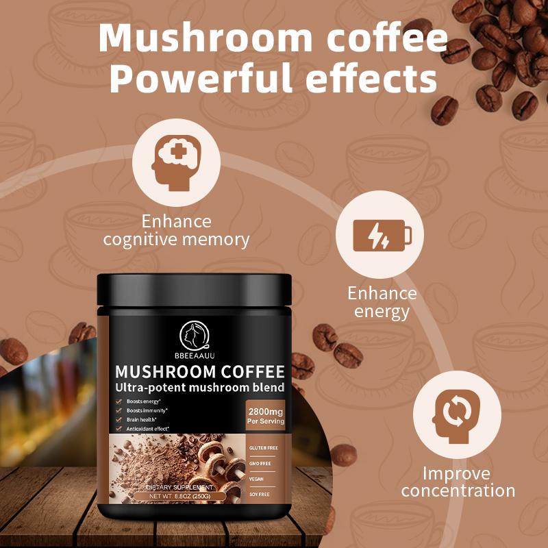 Mushroom Coffee Supplement Ganoderma Lucidum Cordyceps Sinensis Energy,Mental Clarity And Concentration Support-Brain Booster