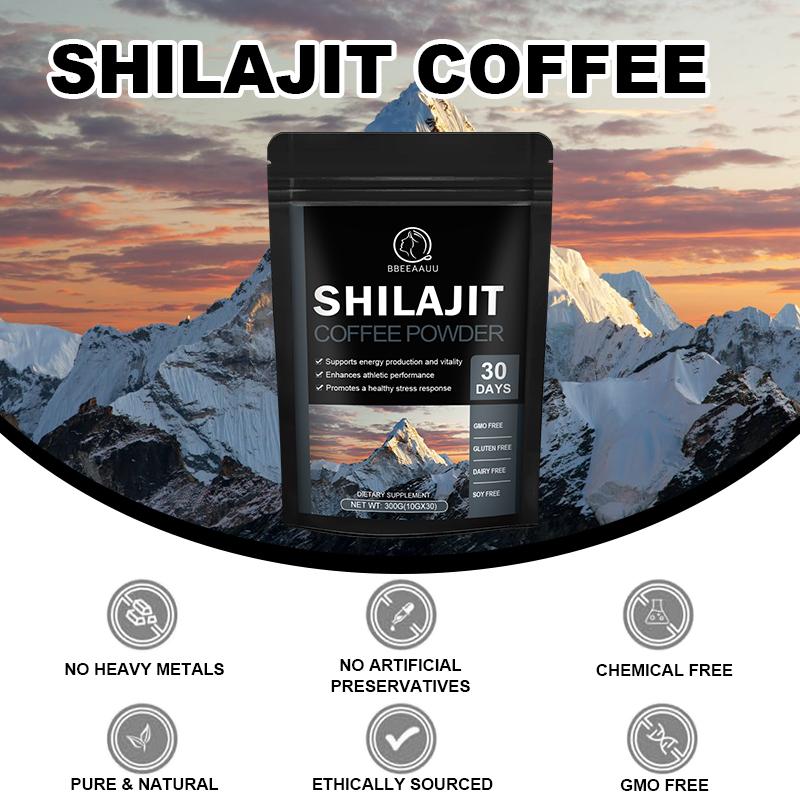 Shilajit Coffee Powder with Guarana Extract ，Chaga ，Reishi，Cordyceps Support Metabolism for Immune Support and Energy Supplement, 200 G