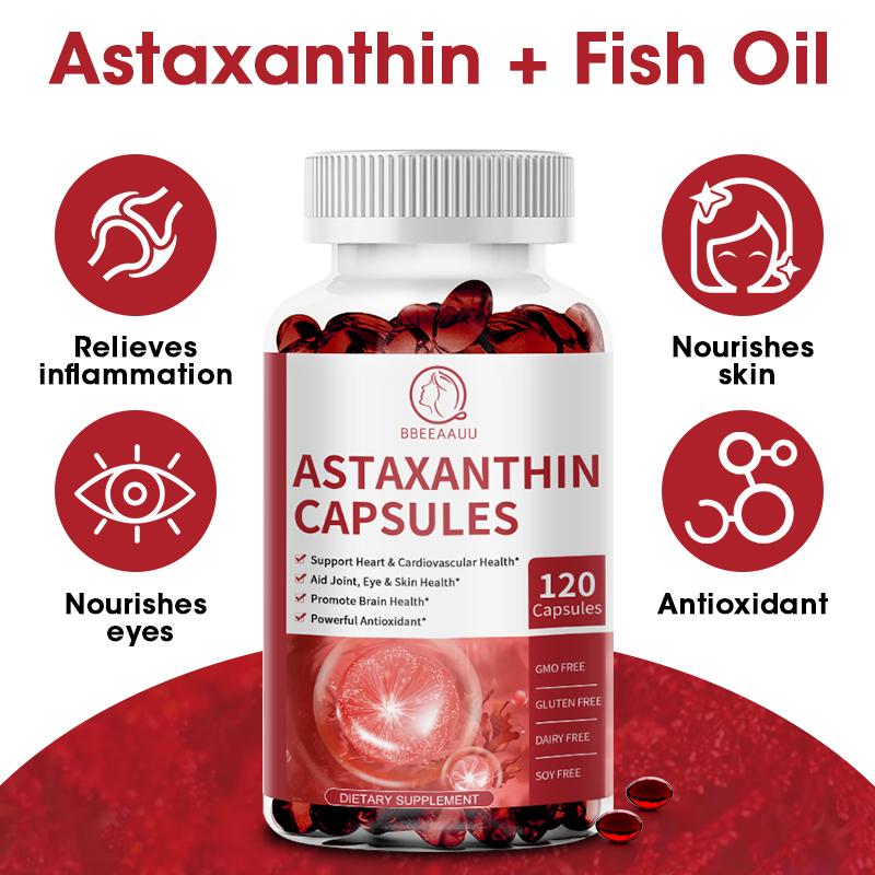 Astaxanthin Supplement - Natural Algae Antioxidant for Eyes,Skin & Joints - Maximum Absorption,Non-GMO & Gluten Free - 120 Softgels