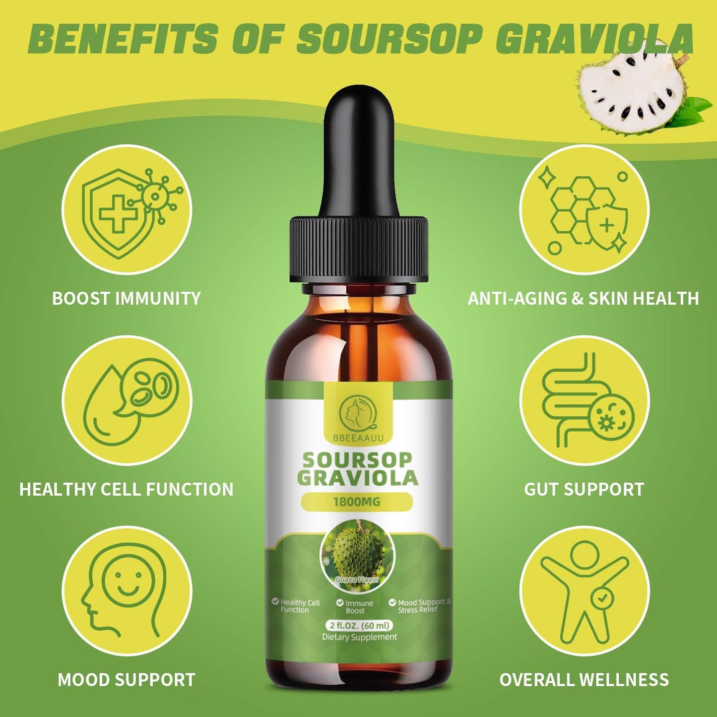 Soursop Graviola Liquid Drops Gluten-free Supplement