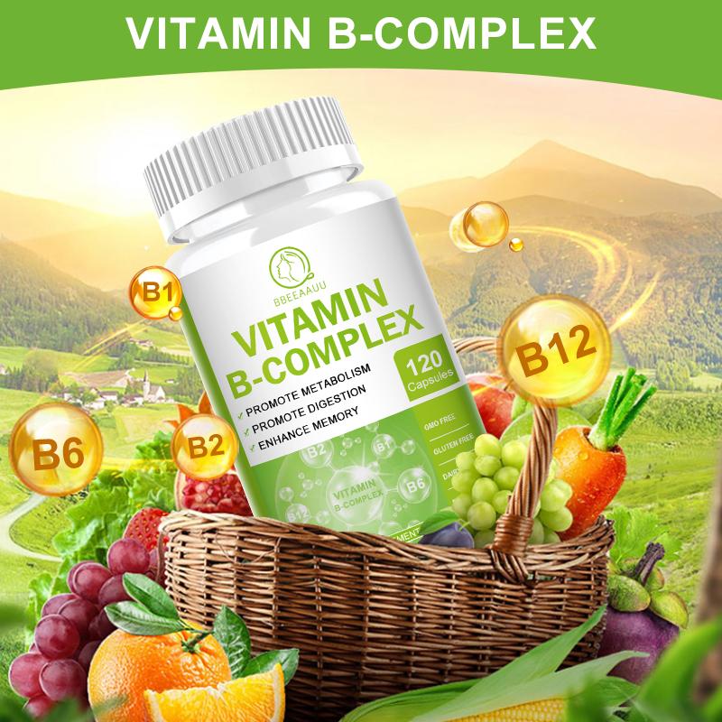 Bbeeaauu Vitamin B Complex （B1, B2, B6, B12）Immune Health, Energy Support & Nervous System Support Energy Metabolism Contains All B Vitamins