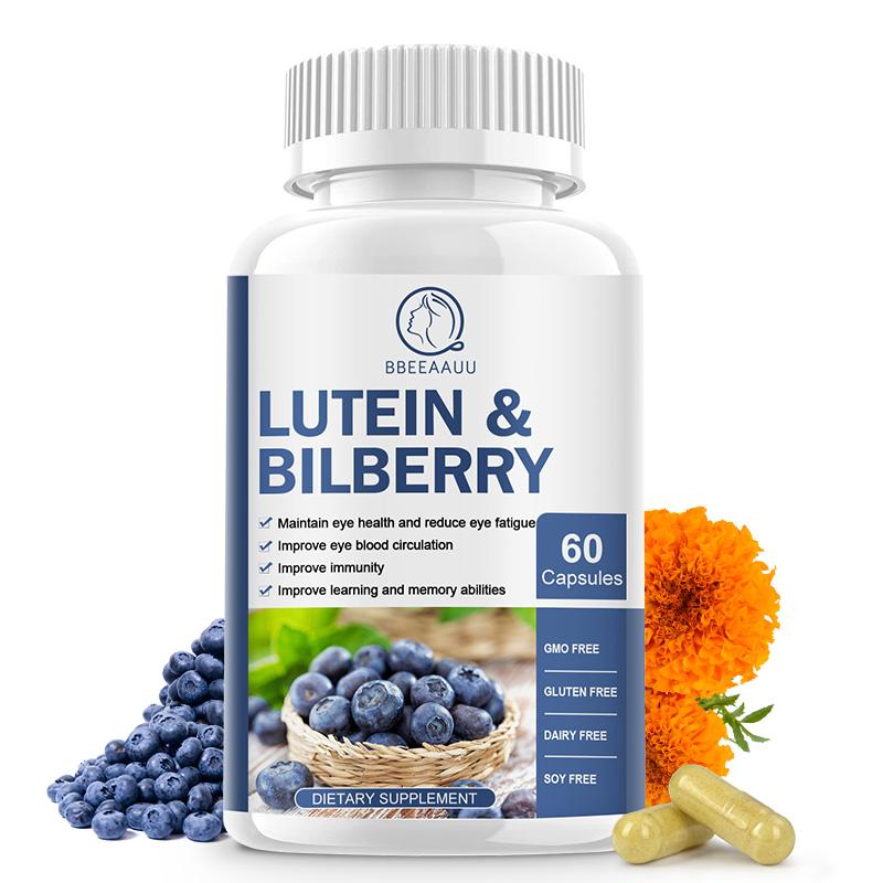 Bbeeaauu Lutein Bilberry 480 Mg Supports Eye Strain, Dry Eyes, and Vision Health - Lutein Blend Capsules