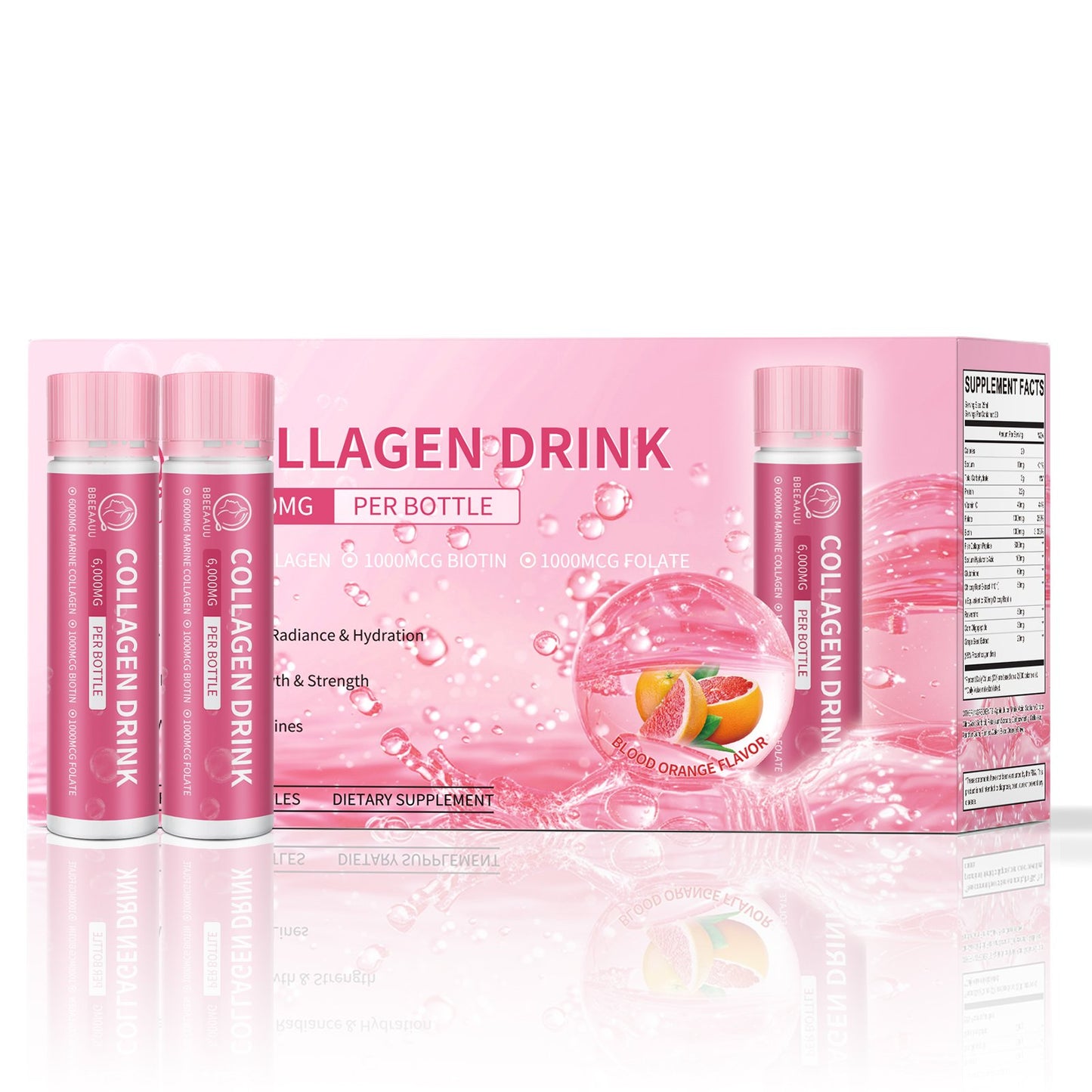 Collagen Drink with 6000mg Marine Collagen Peptides, Blood Orange Flavor