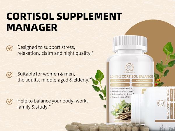 Magnesium Glycinate Capsules Cortisol Reducer Manager Supplement