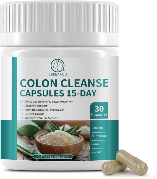 Colon Cleanse 15 Day Gut Cleanse Capsules, Help Bowel Movement & Toxins Remove, for Men & Women, Psyllium Husk Herbs for Intestinal Health